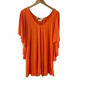 Free People Beach Orange Angel Sleeve Top New Size Small